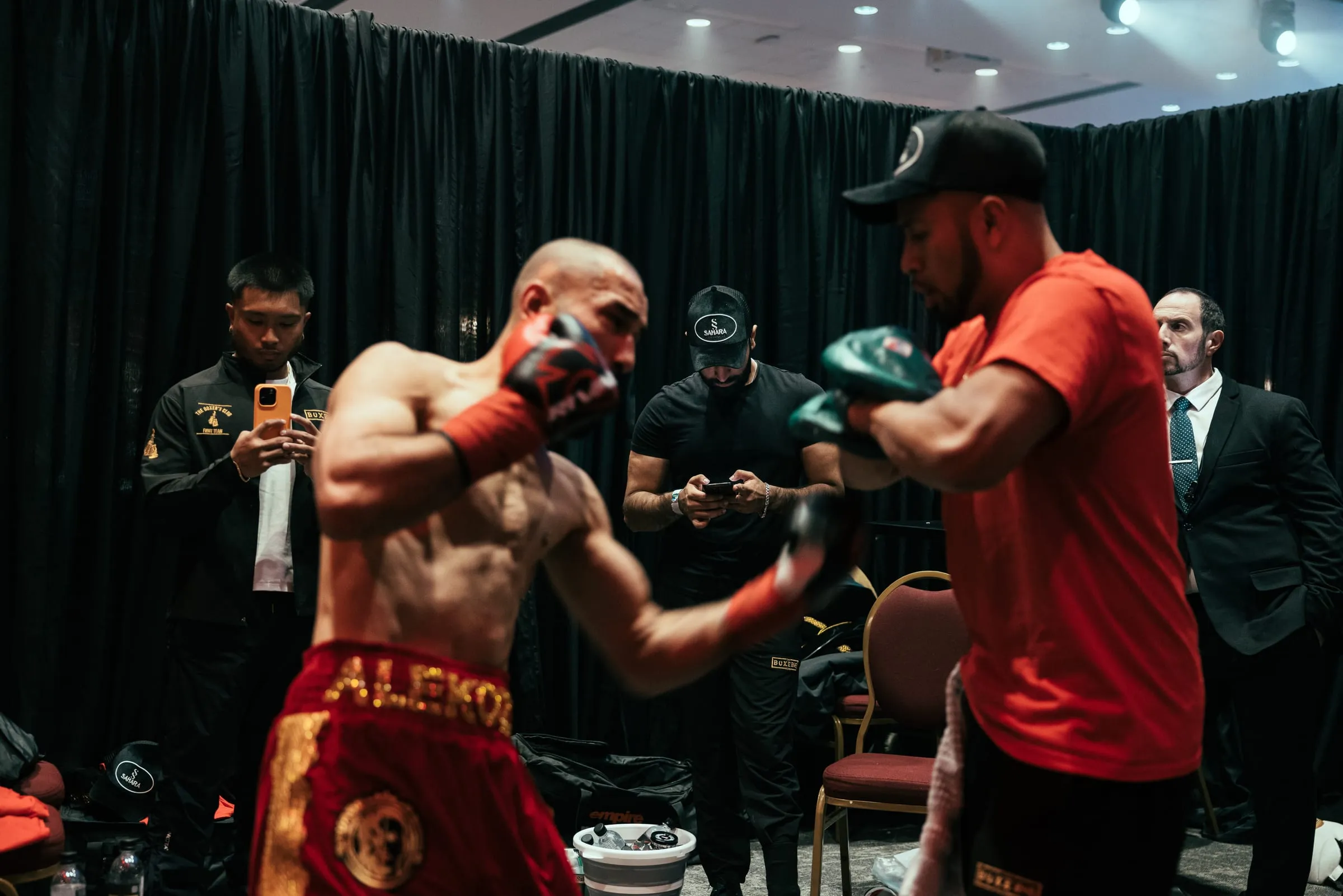 Warming up on the pads backstage
