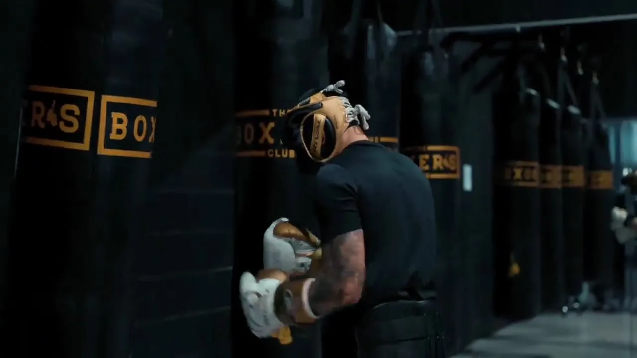 Member working the heavy bags at The Boxer’s Club