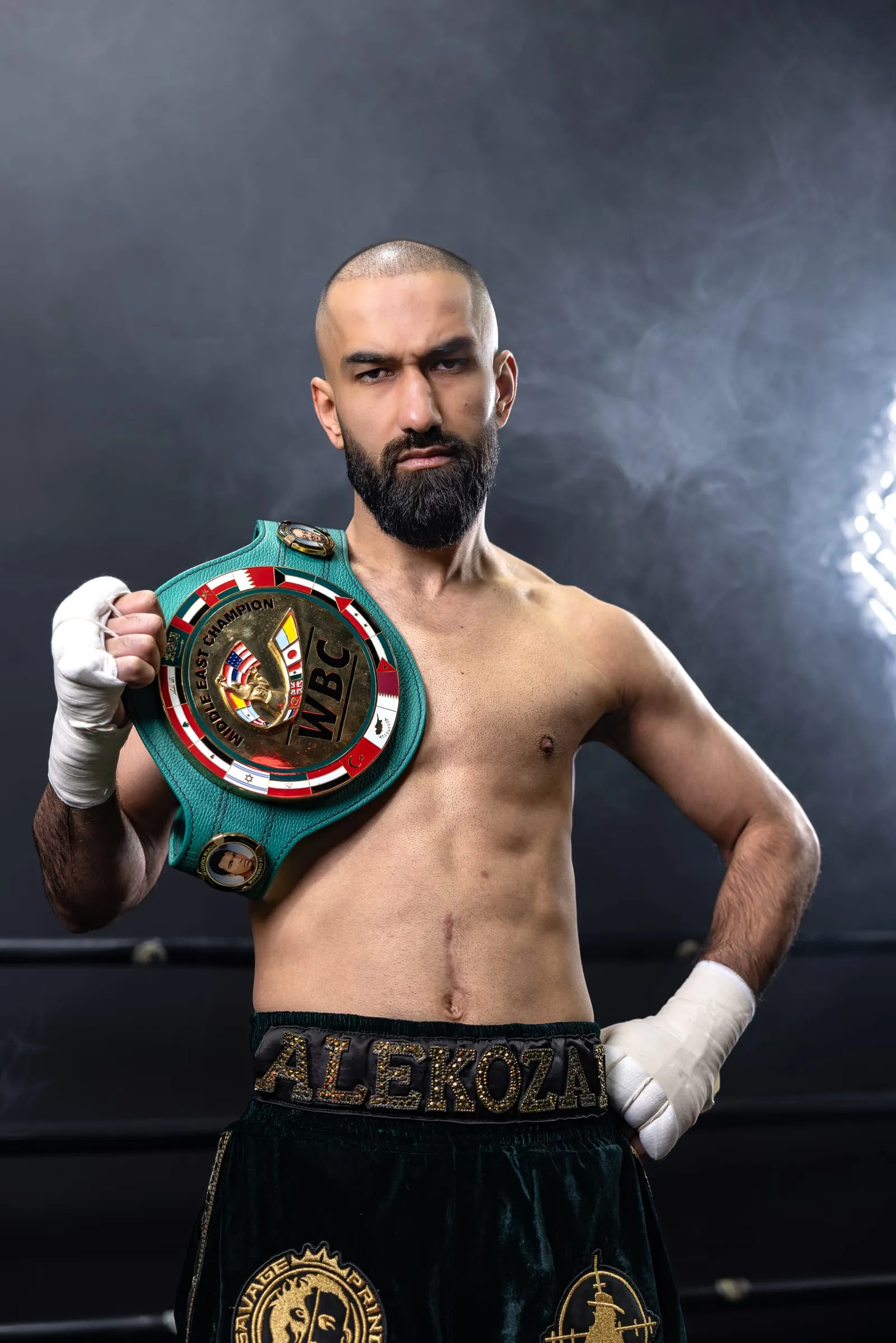 Helmand “The Savage Prince” Alekozai with his WBC belt